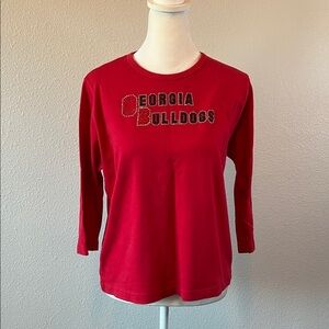 Las Olas Georgia Bulldogs Cropped Squin Logo TShirt Red Size Medium
